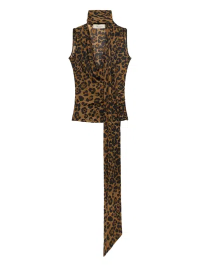 Blumarine Leopard-print Draped Top