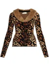 Blumarine Viscose Blend Cardigan With Faux Fur Collar In Brown