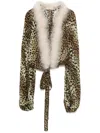Blumarine Leopard-print Feather-trim Blouse In Brown