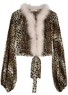 Blumarine Leopard-print Feather-trim Blouse In Leopard