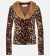 Blumarine Viscose Blend Cardigan With Faux Fur Collar In Multicoloured