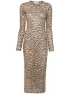 Blumarine Leopard-print Knit Midi Dress In Brown