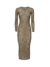 Blumarine Leopard Print Midi Dress In Multi