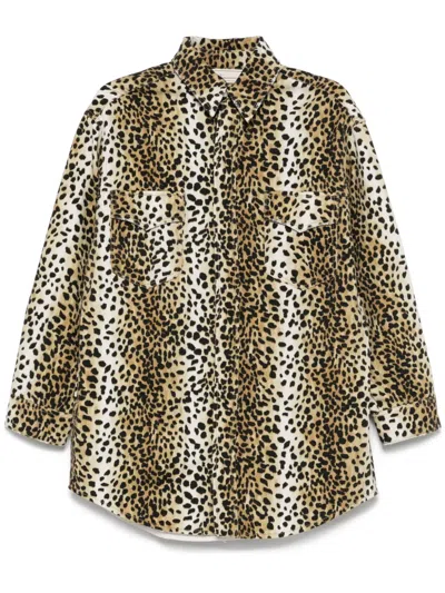 Blumarine Leopard-print Overshirt In Black