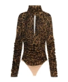 Blumarine Leopard-print Ruched Bodysuit In Brown