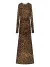 Blumarine Leopard-print Ruched Dress In Blue