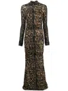 Blumarine Leopard-print Ruched Dress In Black