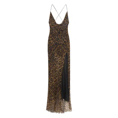 BLUMARINE LEOPARD-PRINT SILK GOWN