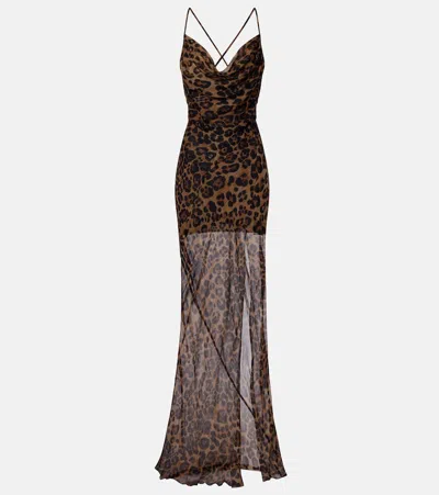 Blumarine Leopard-print Silk Maxi Dress In Animal Print