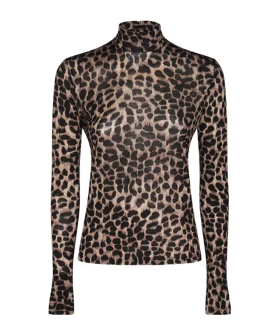 Blumarine Leopard Print Sweater In Black