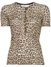 Blumarine Leopard-print T-shirt In Neutrals