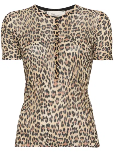 Blumarine Leopard-print T-shirt In Neutrals
