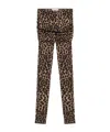 Blumarine Leopard-print Wool Leggings In Black