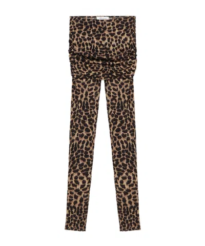 Blumarine Leopard-print Wool Leggings In Black