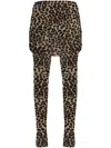 Blumarine Leopard-print Wool Leggings In Brown