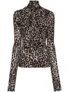 Blumarine Leopard-print Wool Top In Brown