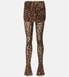 Blumarine Leopard-printed Jersey Leggings In Brown