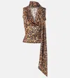 Blumarine Leopard-printed Jersey Top In Brown