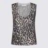 Blumarine Leopard-print Tank Top In Brown