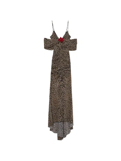 Blumarine Maxikleid Mit Leopardenprint In Brown