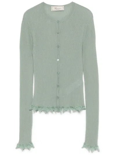 Blumarine Lettuce-hem Cardigan In Green