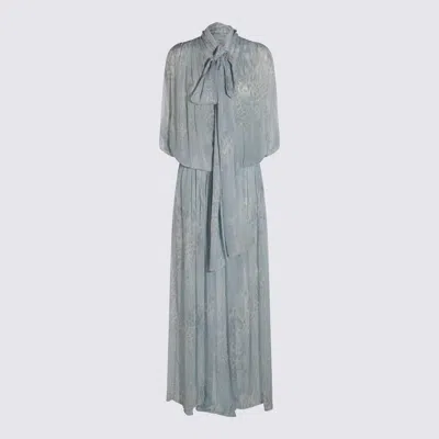Blumarine Light Blue Maxi Dress In White
