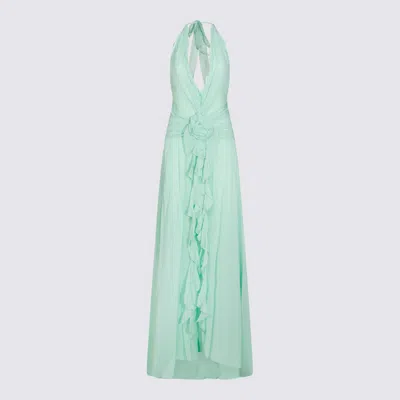 Blumarine Light Green Viscose Dress In Blue