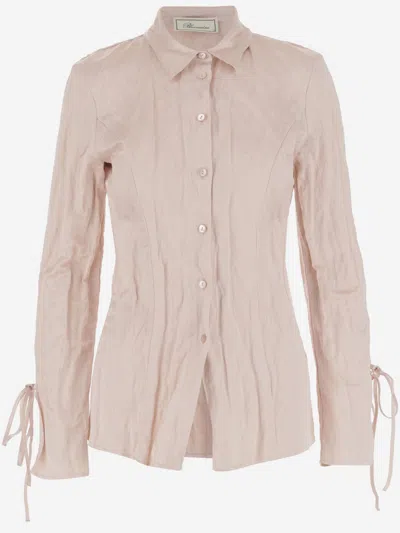 Blumarine Light Pink Crinkled Satin Shirt