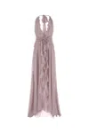 Blumarine Lilac Georgette Long Dress In Nudo