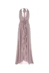 Blumarine Lilac Georgette Long Dress In Purple