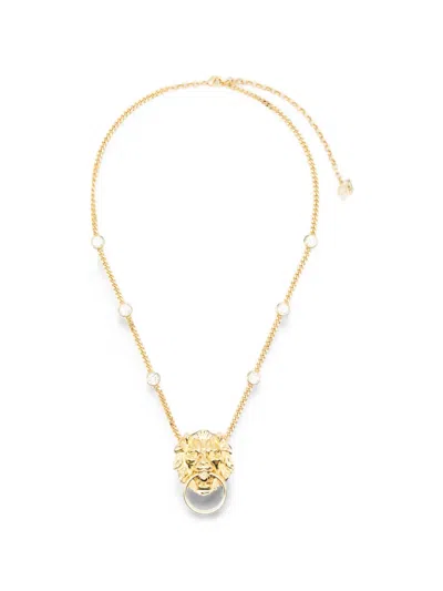 Blumarine Lion-pendant Crystal-embellished Necklace In Gold