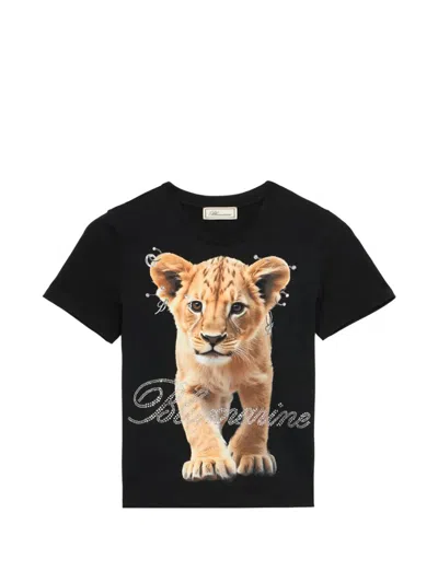Blumarine Lion-print Embellished T-shirt In Black
