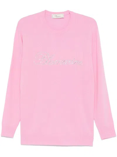 Blumarine Logo-appliqué Sweater In Pink