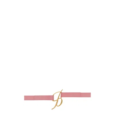 Blumarine Logo Buckle Belt In Pink