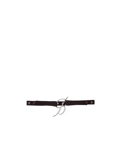 Blumarine Logo-buckle Leather Belt In Black