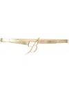 Blumarine Logo-buckle Leather Belt In Gold