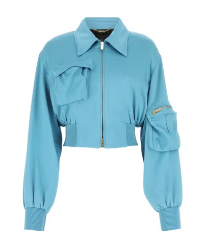 Blumarine Logo Casual Jacket In Blue