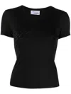 Blumarine Tulle T-shirt With Rhinestone Logo In Black