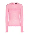 Blumarine Logo-detail Open-knit Top In Pink