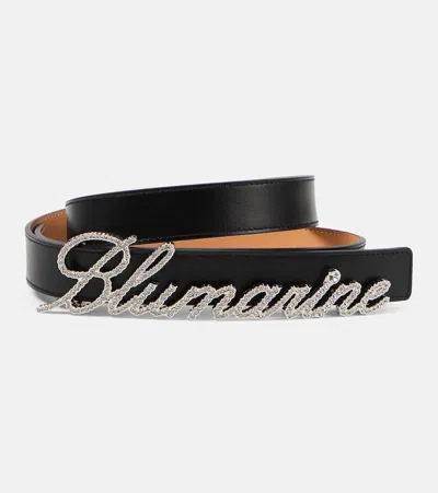 Blumarine Logo Embellished Leather Belt In Nero