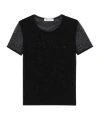 Blumarine Logo-embellished Mesh T-shirt In Black