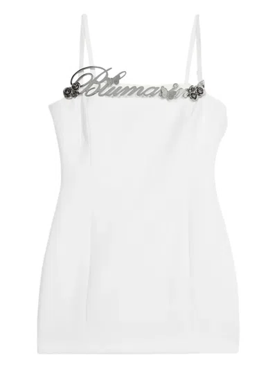 Blumarine Logo-embellished Slip Dress In White