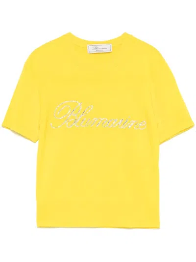 Blumarine Logo-embellished Top In Yellow