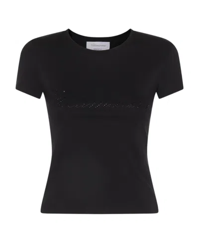 BLUMARINE LOGO-EMBELLISHMENT COTTON T-SHIRT