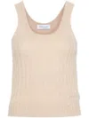 Blumarine Logo-embroidered Cable-knit Top In Neutrals