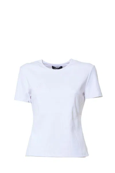 Blumarine Logo Embroidered Crewneck Knitted T-shirt In White