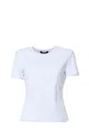 Blumarine Logo Embroidered Crewneck Knitted T-shirt In Natural