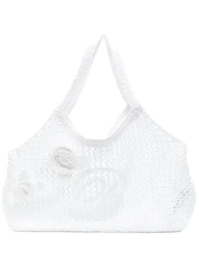 Blumarine Logo-embroidered Shoulder Bag In White