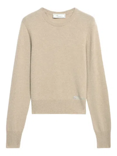 Blumarine Logo-embroidered Sweater In Neutral