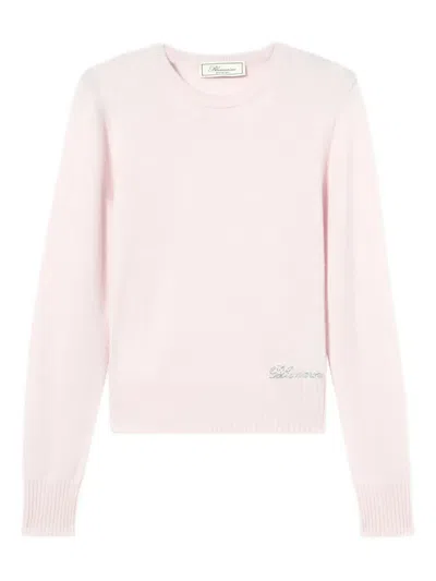 Blumarine Logo-embroidered Sweater In Pink